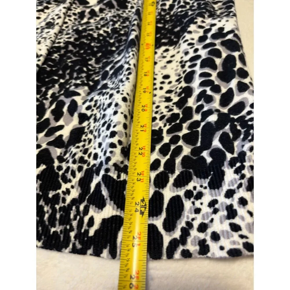 Croft&Barrow 1X Animal Print Cardigan Black White Button Front Whimsigoth Grunge